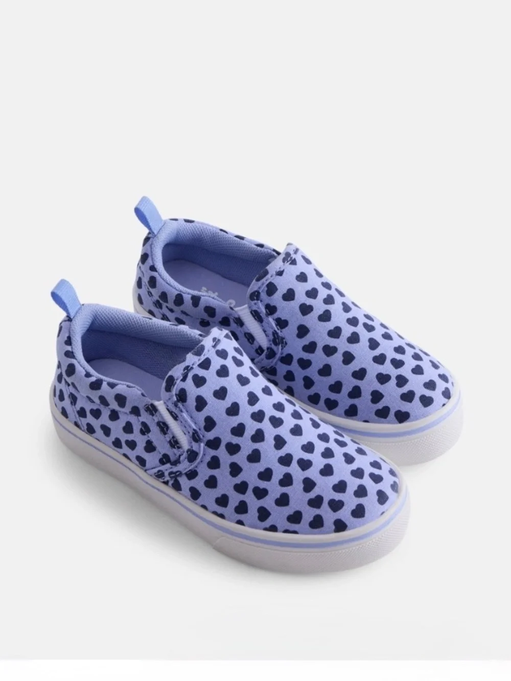 WN Toddler Girls Chambray Hearts Slip-On Canvas Sneakers Size 11T NWT